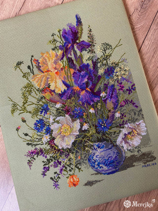 Irises & Wildflowers Needlecraft Kit by Merejka - Premium Needlecraft Kit from Merejka - Just $55.80! Shop now at Crossed Hearts Needlework & Design