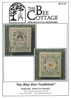Cover of 'Itsy Bitsy Bees Needlebook' by The Bee Cottage with cross-stitch patterns.