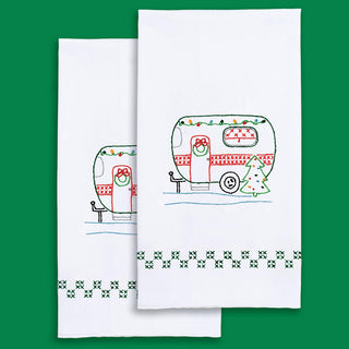 Christmas Camper Stamped Decorative Hand Towels Kit by Jack Dempsey