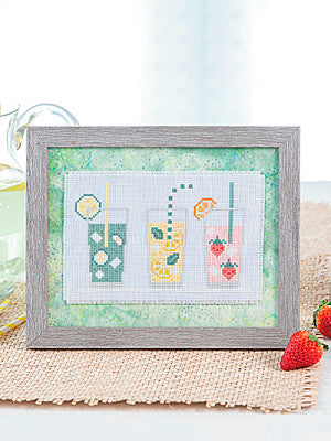 Just CrossStitch Magazine: 2025 Summer Edition. Sip, Sip, Hooray!
Design by Kate Spiridonova of Cute Embroidery by Kate.
There's nothing like celebrating the simple joys of summer -- basking in the sunshine and sipping a refreshing glass of lemonade.