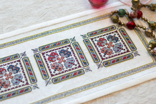Kalamata Courtyard Table Runner cross stitch folk embroidery kit
