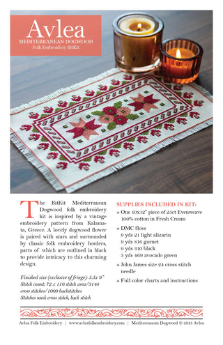 BitKit Mediterranean Dogwood cross stitch folk embroidery kit