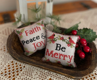 Merry & Faith Pillows | Cross Stitch Pattern by Mani di Donna