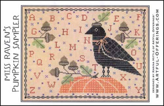 Miss Raven's Pumpkin Sampler Cross Stitch Pattern by Artful Offerings - Premium Pattern, Cross Stitch from Artful Offerings™ - Just $12! Shop now at Crossed Hearts Needlework & Design