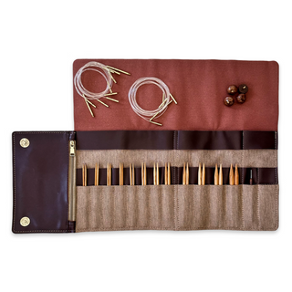 Premium 5 Inch Olive Wood Interchangeable Circular Knitting Needle Set with Carrying Case (29 Piece Set)