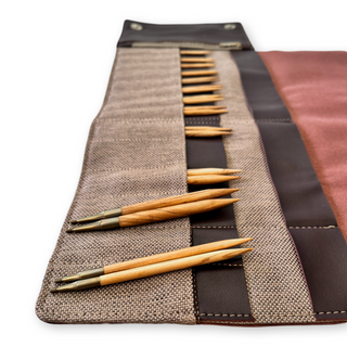 Premium 5 Inch Olive Wood Interchangeable Circular Knitting Needle Set with Carrying Case (29 Piece Set)