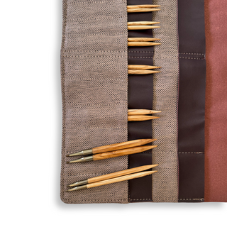 Premium 5 Inch Olive Wood Interchangeable Circular Knitting Needle Set with Carrying Case (29 Piece Set)