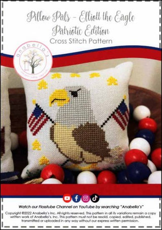 Elliott the Eagle Pillow Pals Patriotic Edition Cross Stitch Pattern by Anabella's - Premium Pattern, Cross Stitch from Anabella's - Just $8! Shop now at Crossed Hearts Needlework & Design