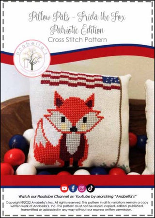 Frida the Fox Pillow Pals Patriotic Edition Cross Stitch Pattern by Anabella's - Premium Pattern, Cross Stitch from Anabella's - Just $8! Shop now at Crossed Hearts Needlework & Design