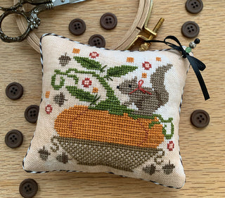 Pumpkin Basket Pinkeep | Cross Stitch Pattern by Stiches by Ethel