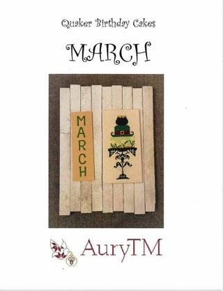 Quaker Birthday Cakes: March Cross Stitch Pattern by AuryTM - Premium Pattern, Cross Stitch from AuryTM - Just $10! Shop now at Crossed Hearts Needlework & Design