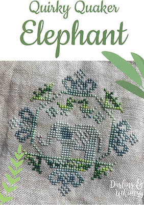 Quirky Quaker Elephant Cross Stitch Pattern by Darling & Whimsy Designs - Premium Pattern, Cross Stitch from Darling & Whimsy Designs - Just $6! Shop now at Crossed Hearts Needlework & Design