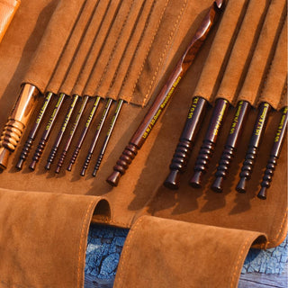 Premium Rosewood Crochet Hooks Set with Carrying Case | 13 Crochet Hooks Size US E - P