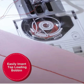 Singer M1000 – top view with spool and bobbin