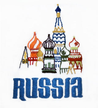 Stitcher’s Revolution SR13 Around the World iron-on embroidery transfer pattern featuring international landmarks and travel themed designs