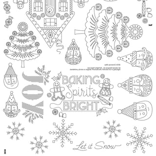 Transfer page with Christmas-themed illustrations and text.