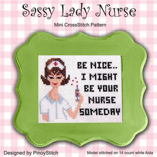 Sassy Lady Nurse Cross Stitch Pattern by PineyStitch *NEW* - Premium Pattern, Cross Stitch from Happiness Is Heartmade - Just $8! Shop now at Crossed Hearts Needlework & Design