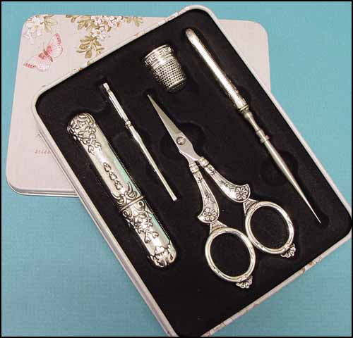 Silver Scissors Set in Gift Box by Yarn Tree – Crossed Hearts ...