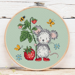 Strawberry Mouse Mini 1 | Cross Stitch Pattern by Artmishka