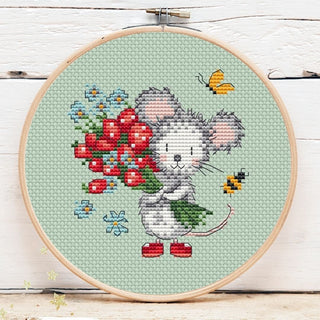 Strawberry Mouse Mini 2 | Cross Stitch Pattern by Artmishka
