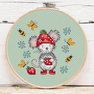 Strawberry Mouse Mini 3 | Cross Stitch Pattern by Artmishka