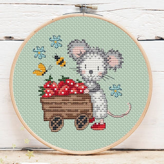 Strawberry Mouse Mini 4 | Cross Stitch Pattern by Artmishka