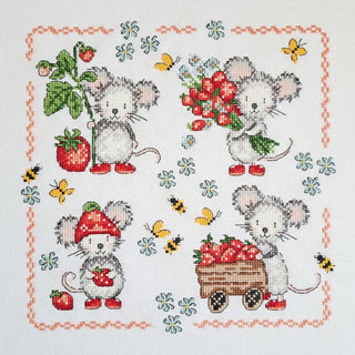 Strawberry Mouse Sampler | Cross Stitch Pattern by Artmishka