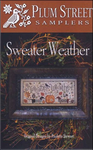 Fall motif with pumpkins and weenie dogs, owls and falling leaves denoting 'Sweater Weather'.