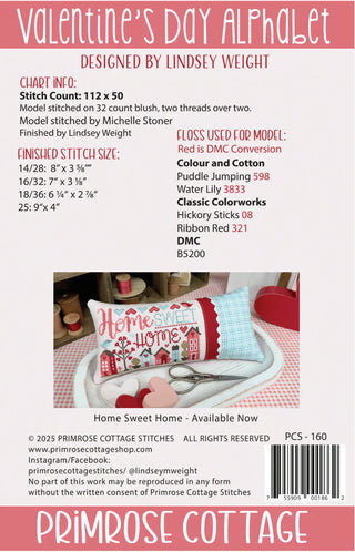 Valentine's Day Alphabet Cross Stitch Pattern by Primrose Cottage Stitches 