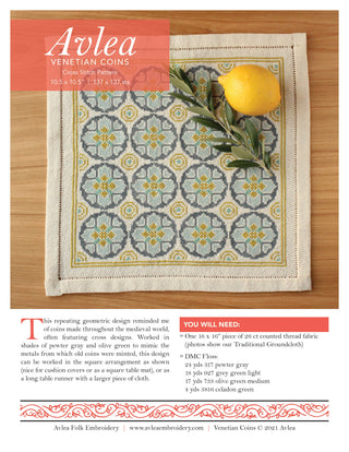 Venetian Coins Cross Stitch Folk Embroidery Kit by Avlea Folk Embroidery