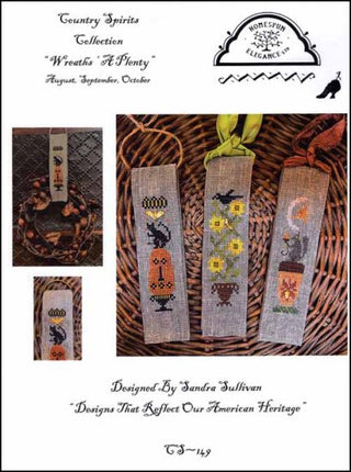 Wreaths 'A Plenty: August, September, October Cross Stitch Pattern Homespun Elegance - Premium Pattern, Cross Stitch from Homespun Elegance - Just $10! Shop now at Crossed Hearts Needlework & Design