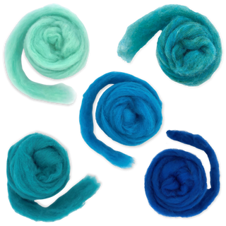 Deep Sea Carded Corriedale Wool Sliver Variety Pack