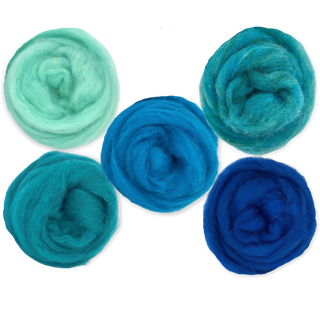 Deep Sea Carded Corriedale Wool Sliver Variety Pack