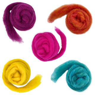 Retro Pop Carded Corriedale Wool Sliver Variety Pack
