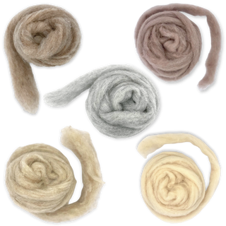 Woodland Neutrals Carded Corriedale Wool Sliver Variety Pack