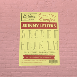 Skinny Letters Iron-On Embroidery Transfer Pattern by Sublime Stitching® - Premium Needlecraft Patterns from Sublime Stitching® LLC - Just $1! Shop now at Crossed Hearts Needlework & Design