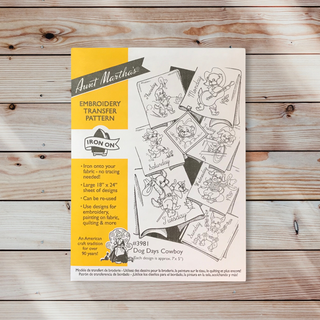 Dog Days Cowboy Vintage Embroidery Iron-on Transfer #3981 by Aunt Martha's® - Premium Transfer Patterns from Aunt Martha's® - Just $1.90! Shop now at Crossed Hearts Needlework & Design