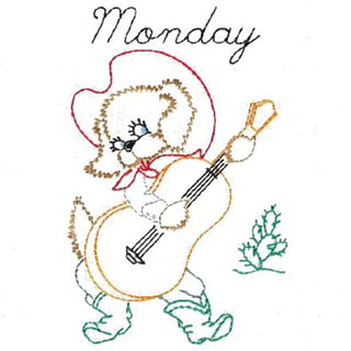 Dog Days Cowboy Vintage Embroidery Iron-on Transfer #3981 by Aunt Martha's® - Premium Transfer Patterns from Aunt Martha's® - Just $2! Shop now at Crossed Hearts Needlework & Design