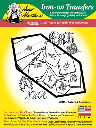 Assorted Alphabets Embroidery Iron-On Transfer #9240 by Aunt Martha's® - Crossed Hearts Needlework & Design