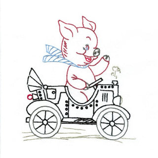 Aunt Martha’s 3743 Personality Pigs vintage embroidery transfer pattern with days of the week pig designs on an 18x24 iron-on sheet