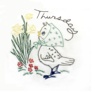 Aunt Martha’s 3747 Birds of a Feather vintage embroidery transfer pattern with days of the week bird designs on an 18x24 iron-on sheet