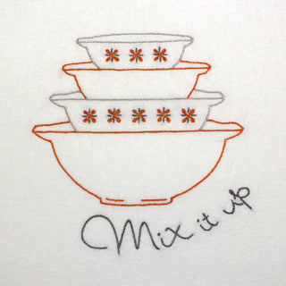 Stitcher’s Revolution SR11 Kitch’n Stitch’n iron-on embroidery transfer pattern featuring retro kitchen and baking themed designs