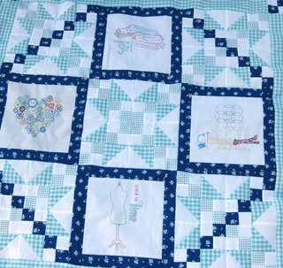 Stitcher’s Revolution SR12 Sew Crafty iron-on embroidery transfer pattern featuring sewing and crafting themed designs