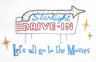 Stitcher’s Revolution SR15 Movie Munchies iron-on embroidery transfer pattern featuring popcorn, candy, and movie snack themed designs
