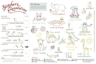 Stitcher’s Revolution SR16 Tiny Tot Designs iron-on embroidery transfer pattern with baby animals and alphabet motifs