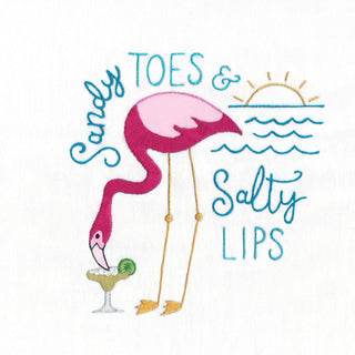 SR36 Flamingo Lingo Stitcher’s Revolution iron-on embroidery transfer pattern with flamingo designs